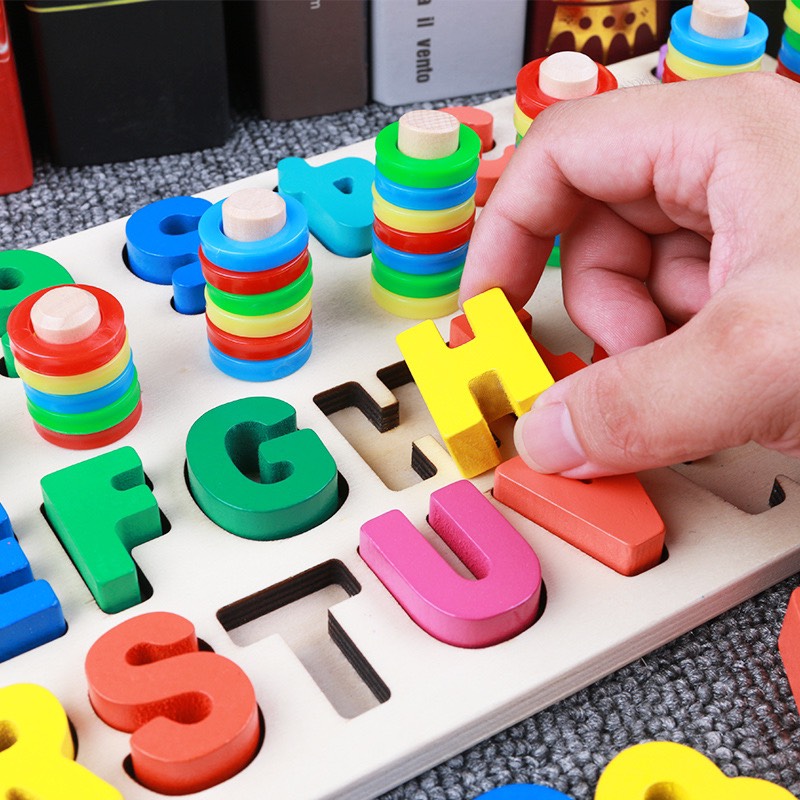Cột tính học đếm số và chữ bằng gỗ đa năng cho bé - Đồ chơi giáo dục SK