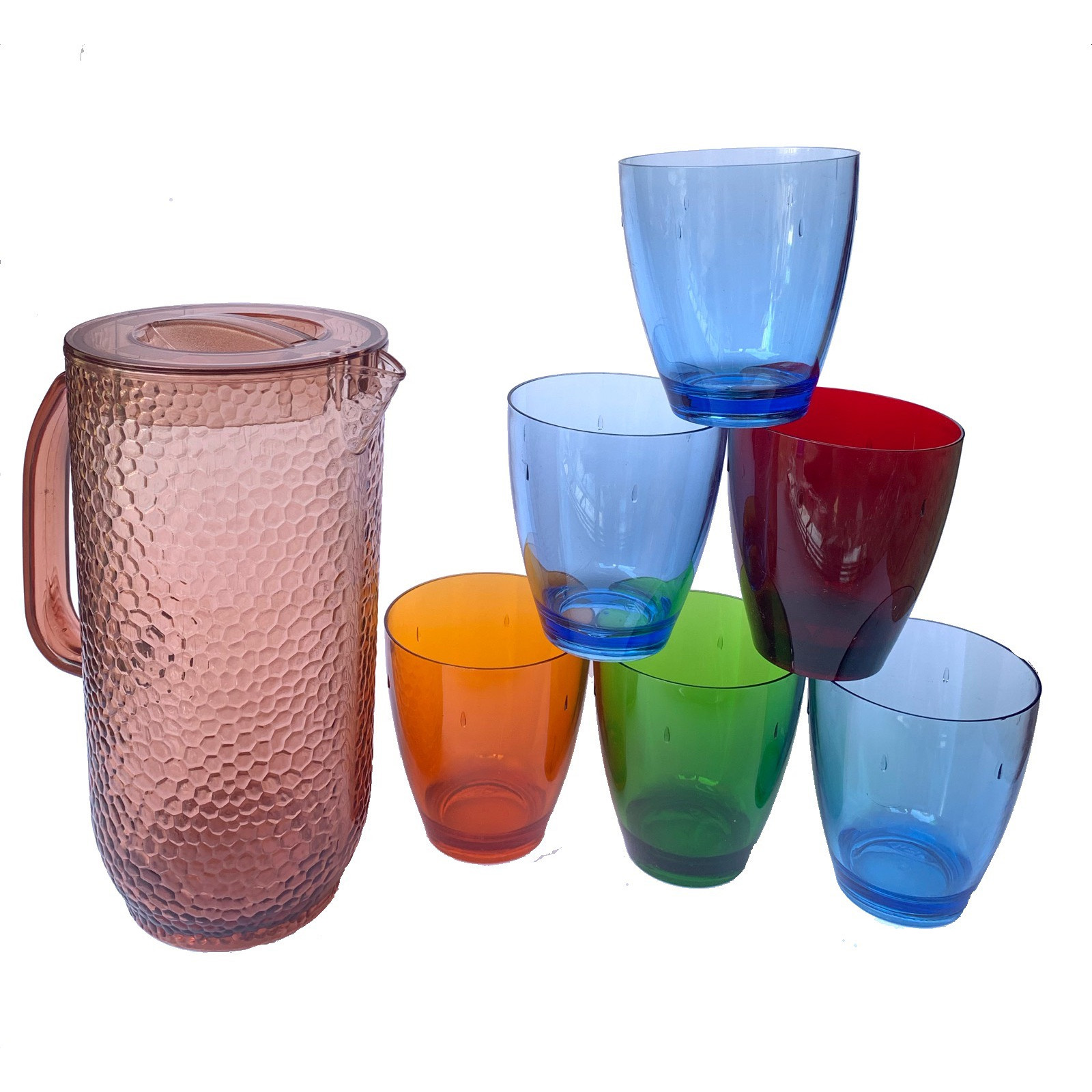 Bộ bình và 6 ly nhựa acrylic siêu bền, màu sắc sang trọng- Song Long