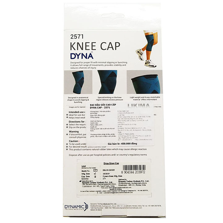 Đai hỗ trợ đầu gối cao cấp cho thể thao - DYNA Knee Cap Premium Grey/Black