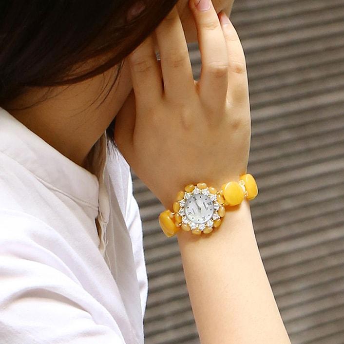 Đồng Hồ Nữ Đá Thạch Anh Topaz Vàng DHN15 Bảo Ngọc Jewelry