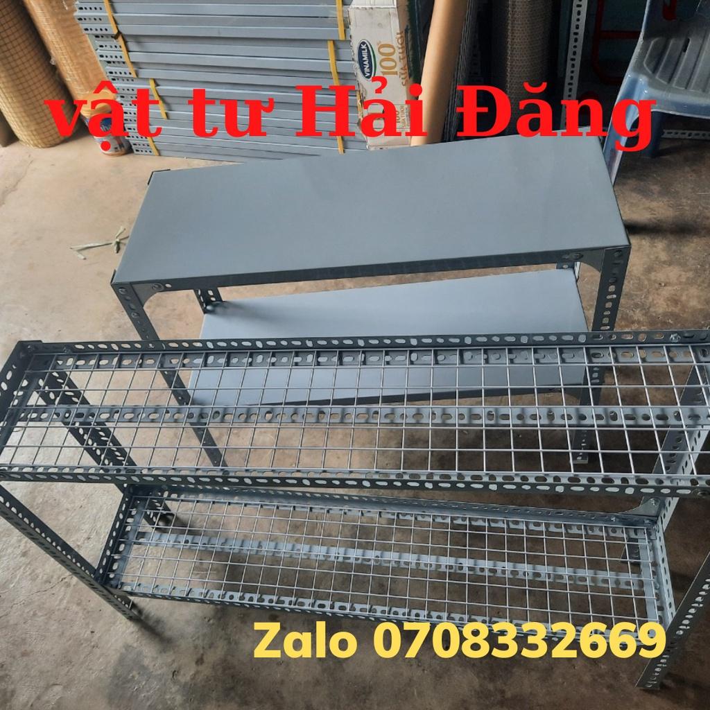 kệ sắt v lỗ 2 tầng,vỉ lưới ô vuông ( mặt vỉ Rộng 20cm,30cm x Dài 60cm,80cm,100cm,120cm) x cao 50cm-60cm-80cm