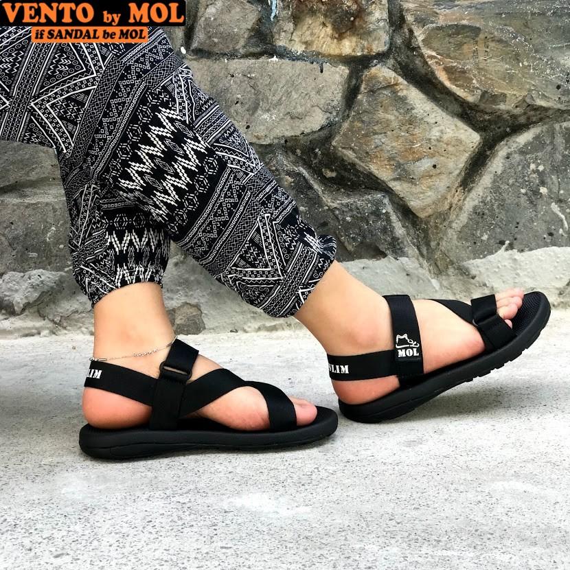 Giày sandal unisex nam nữ quai chéo vải dù đế mõng Slim có quai hậu cố định hiệu MOL mang đi học du lịch MS1166B