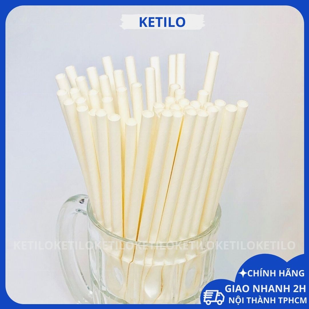 50 Ống Hút Giấy KETILO Cao Cấp Màu Trắng, Size Phi 6x197, An Toàn Cho Sức Khỏe - CHÍNH HÃNG