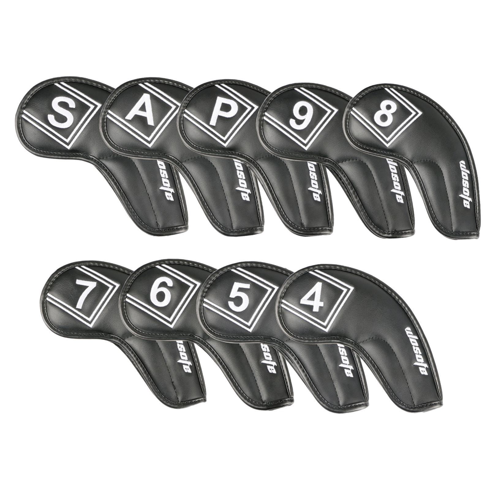 9Pcs/Pack PU Golf Iron Covers Set Golf Club Head Cover for Most Irons