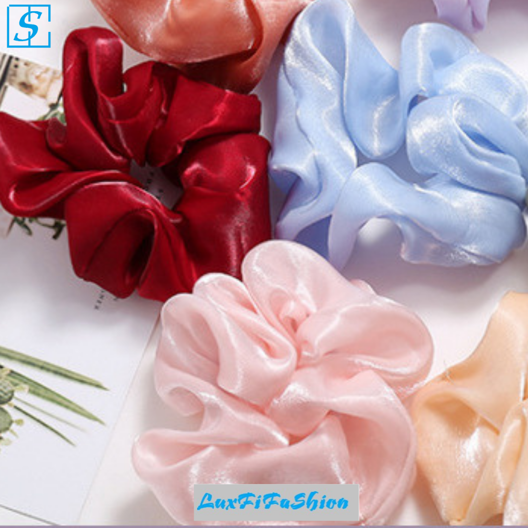 Combo 3 Dây Buộc Tóc, Cột Tóc Scrunchies Không Hoạt Tiết