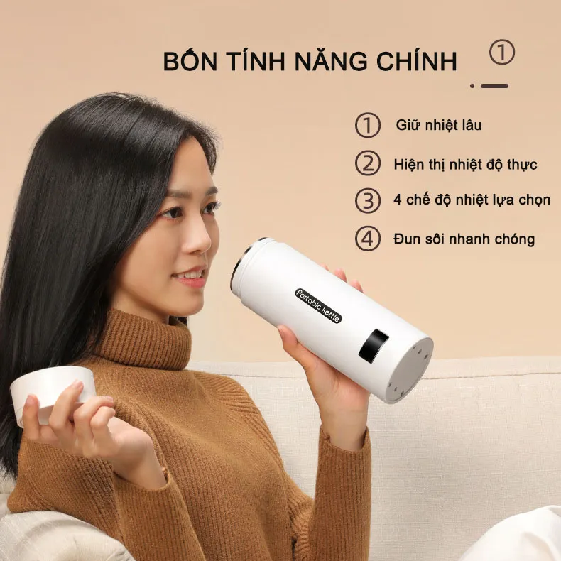 Bình đun nước siêu tốc mini du lịch -K1497