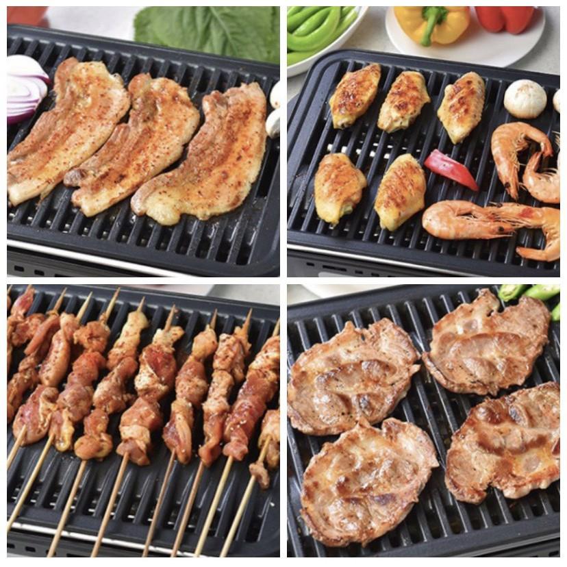 Bếp Nướng Ga Không Khói, Chống Dính MS-8 Mini BBQ / Thoát Dầu Mỡ Tự Động (Tặng hộp đựng, có tay xách)