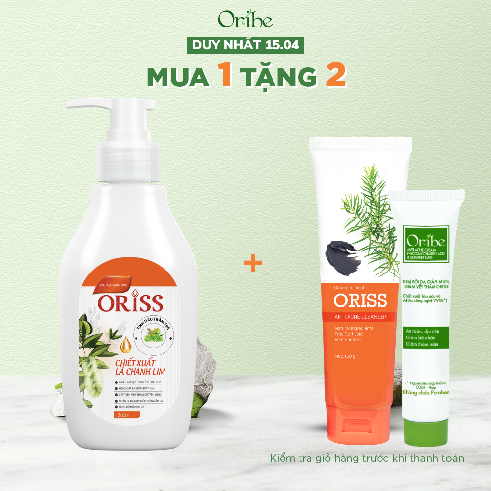 Sữa Tắm Giảm Mụn Lưng Oriss Giúp Giảm Thâm Mụn, Viêm Nang Lông Chai 300ml