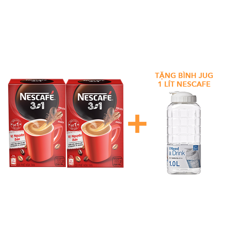 [Tặng Bộ hộp đựng và 2 ly NESCAFE] Combo 2 Hộp NESCAFE 3IN1 Công thức cải tiến - VỊ NGUYÊN BẢN Hộp 20 gói