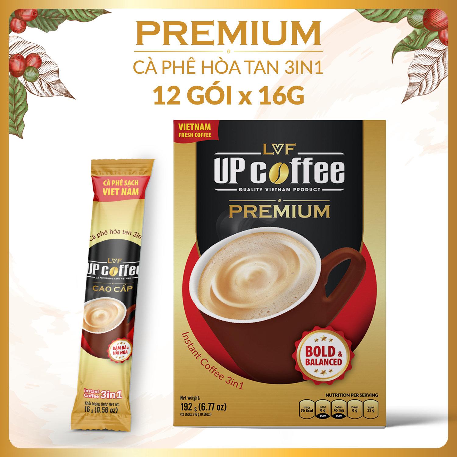 Cà phê hòa tan UP Coffee 3in1 Cao Cấp