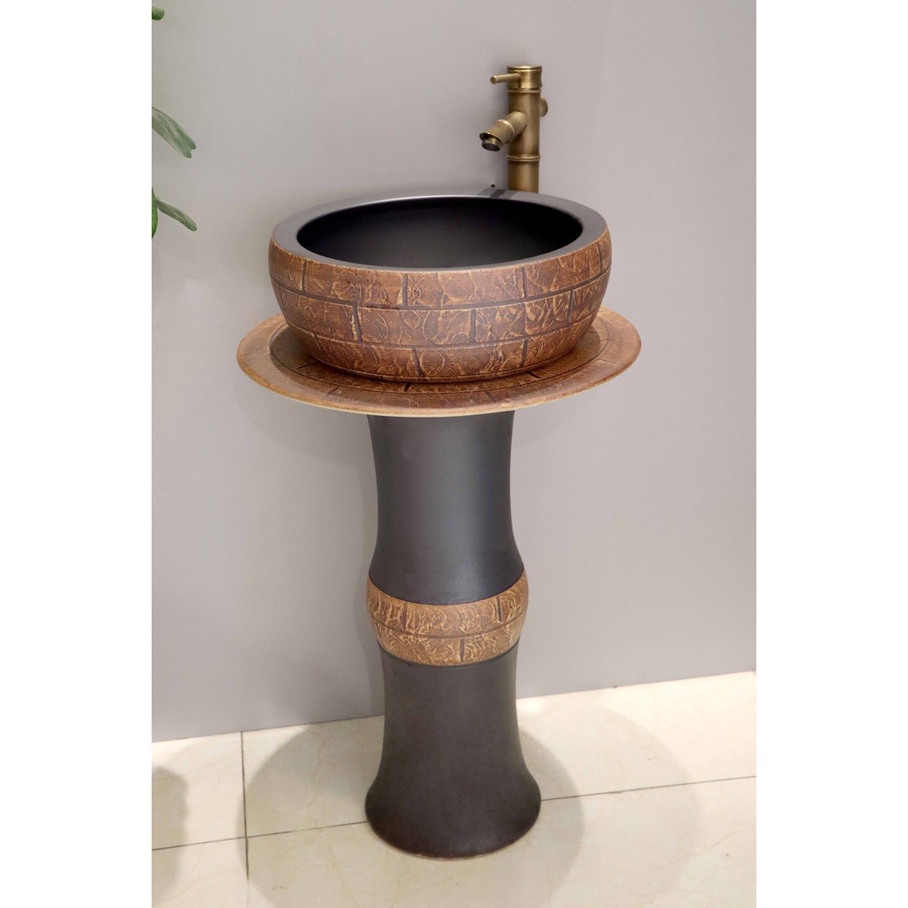 Chậu sứ mỹ thuật - lavabo chân cổ điển