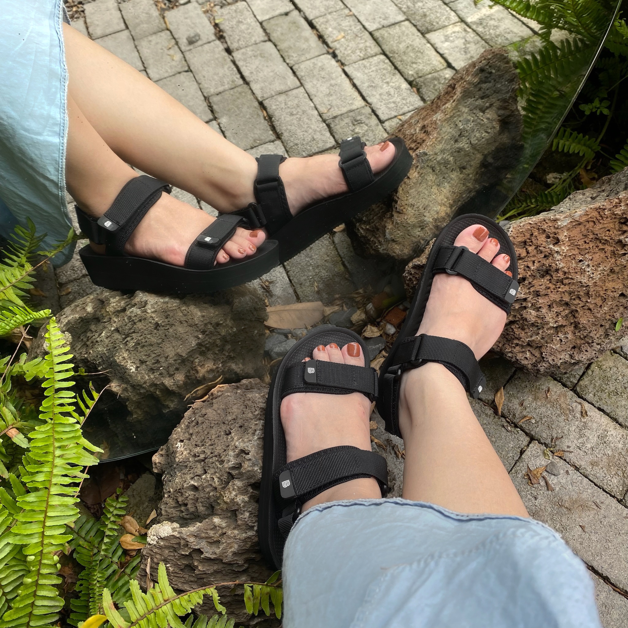 Giày Sandal Nữ The Bily 03W Quai Ngang - Màu Đen BL03WD 