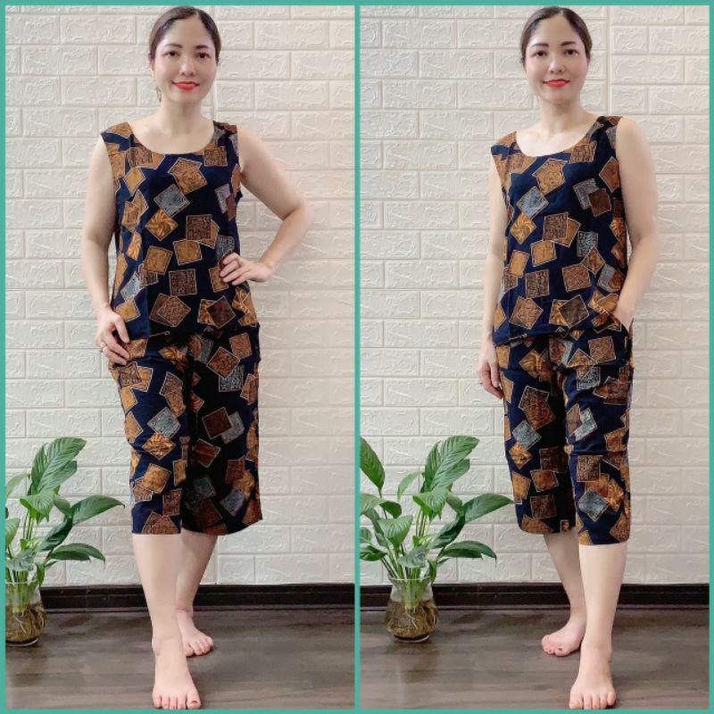 Đồ bộ lanh lửng, bộ tole trung niên quần ống đứng, vải dầy mền mịn, mặc mát thấm hút mồ hôi size 48-70kg