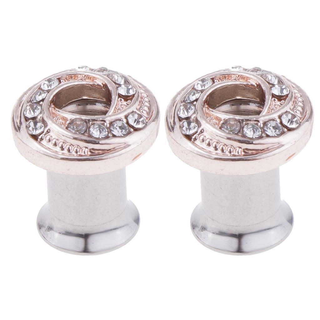 Stainless Piercing Round Ear Expanders Rose Gold Ear Piercing Jewelry