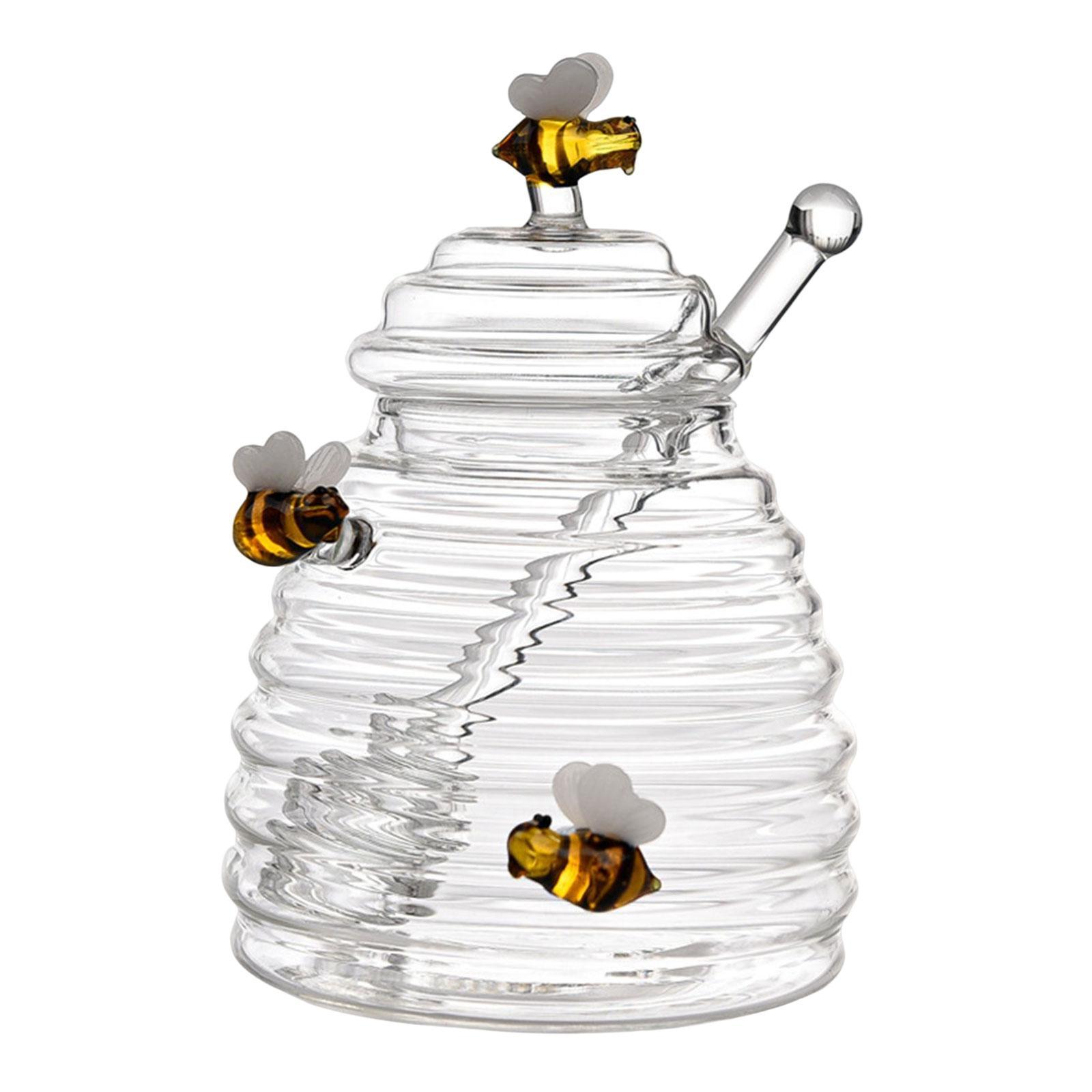 Transparent Honey Jar Pot with Stirring Rod Container