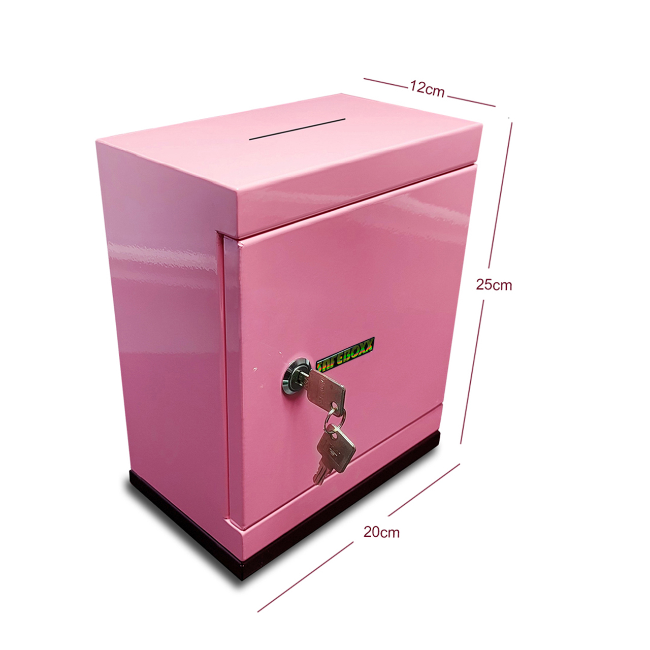 Két sắt mini SAFEBOXX size Lớn 25x20x12cm Khóa chìa, Có 2 chìa khóa, Tùy chọn màu