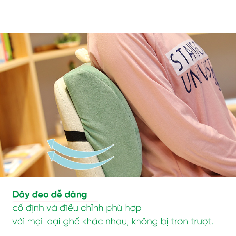 Gối tựa lưng ghế văn phòng hình thú giúp không đau lưng. Gối lót lưng vô cùng mềm mại và thoải mái