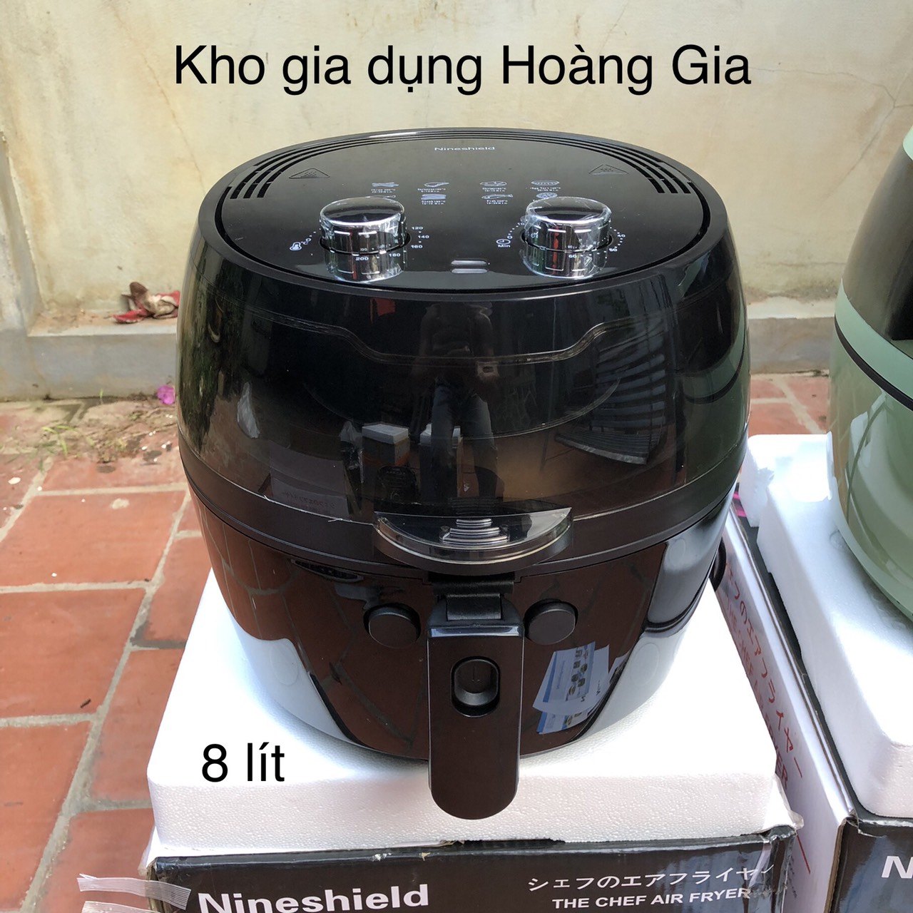 (sẵn) nồi chiên không dầu nine shield 8L siêu to siêu khổng lồ