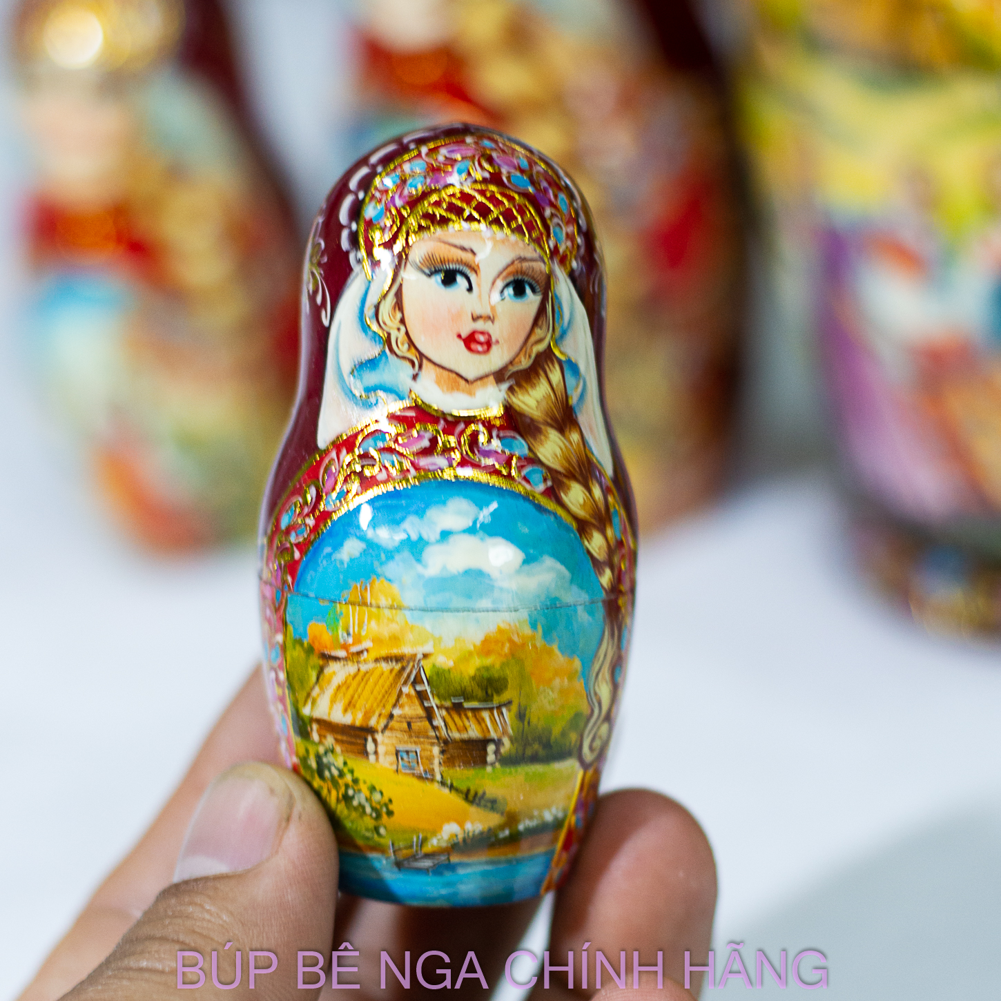 BỘ BÚP BÊ NGA MATRYOSHKA CAO CẤP 7 LỚP 22CM HOA VĂN "THIẾU NỮ THÔN QUÊ NGA" CỰC ĐẸP VÀ NỮ TÍNH, SANG TRỌNG, ĐẸP MẮT