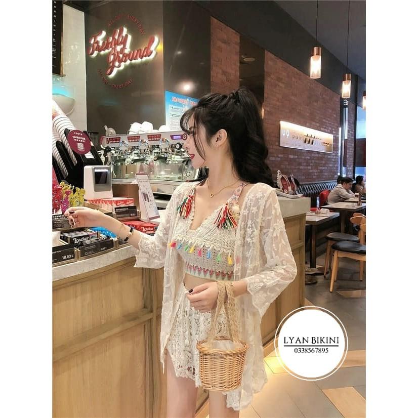 Bikini đồ bơi nữ 2 mảnh áo choàng len móc kín đáo cao cấp đi biển LYAN BIKINI B06