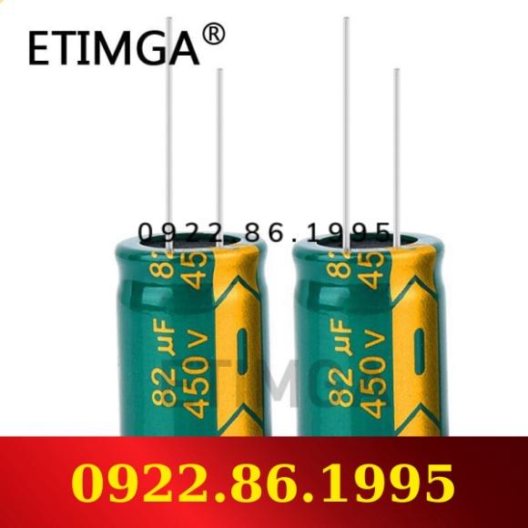 Tụ Điện Điện Phân Nhôm Esr Thấp Tần Số Cao 2 Cái/lốc 450V 82Uf 450v82uf Kích Thước 18*25Mm Dung Sai 20% 20% hàng m