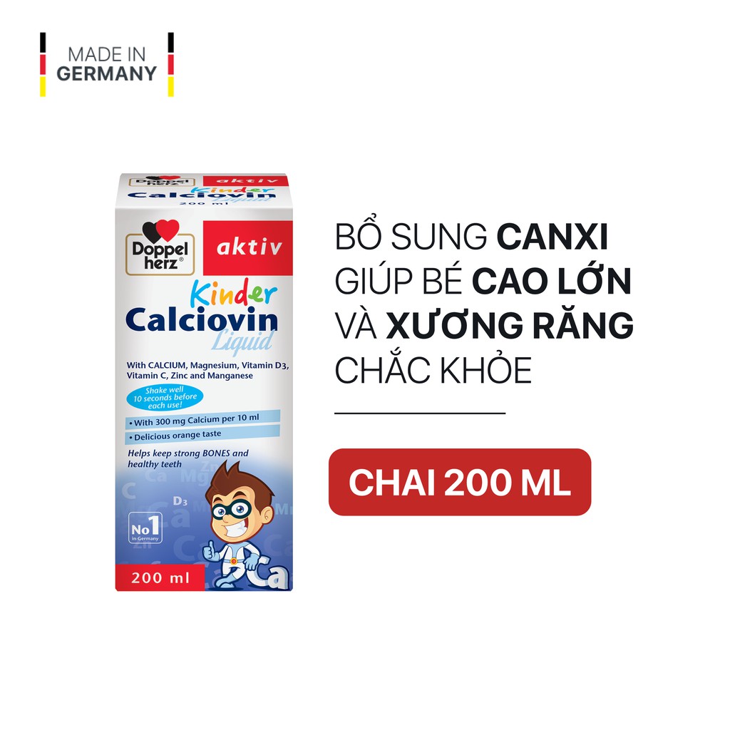 Bộ đôi tăng cường đề kháng, bổ sung vitamin D3 và Canxi cho bé Doppelherz Kinder D3 Drops + Calciovin Liquid