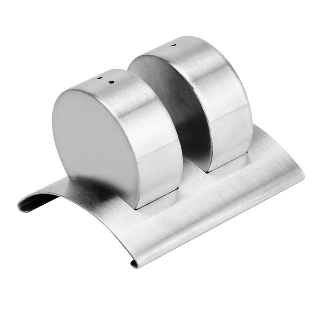 2pcs Stainless Steel Cruet Spice Container Castor Salt Pepper Shaker with Stand Kitchen Cooking Tools