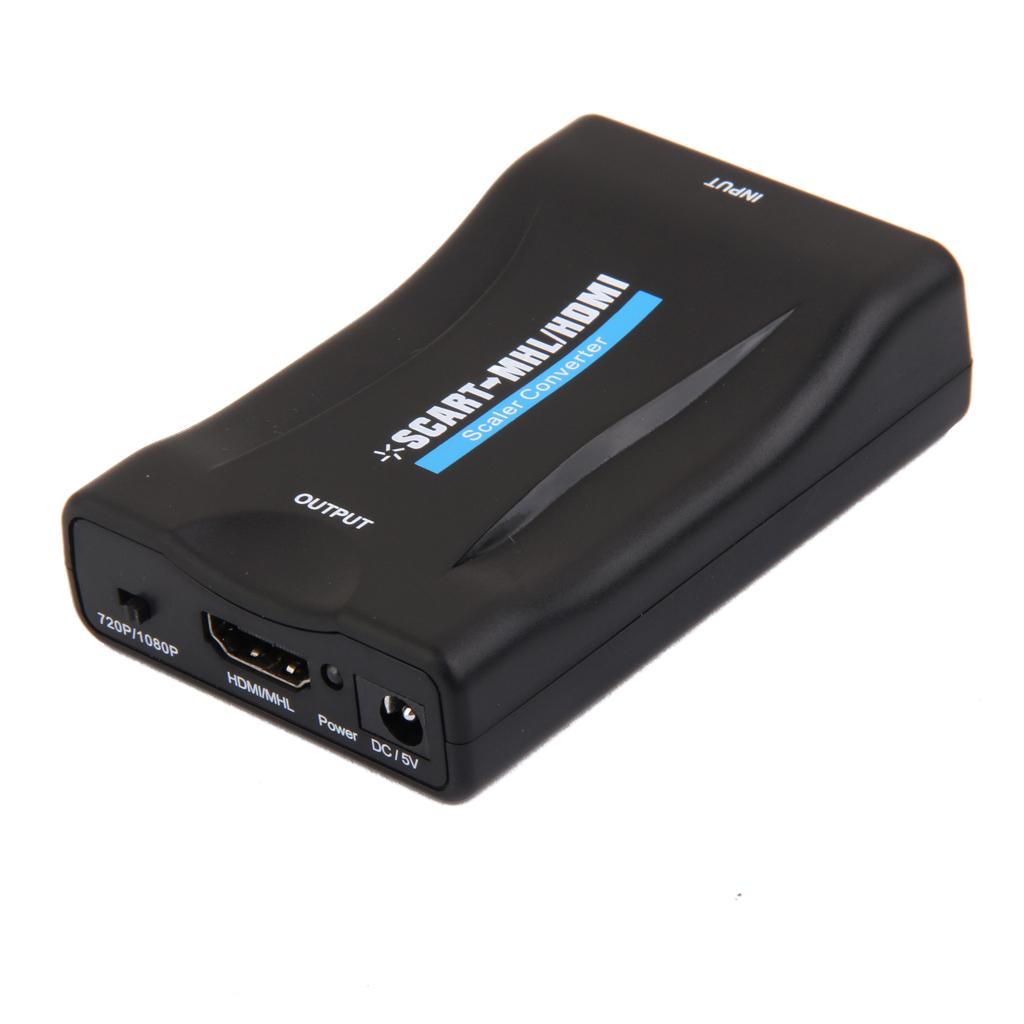 SCART to 1080P HDMI Audio Converter Scaler Box with Cable for HDTV HD Monitor + Hdmi To Scart Converter