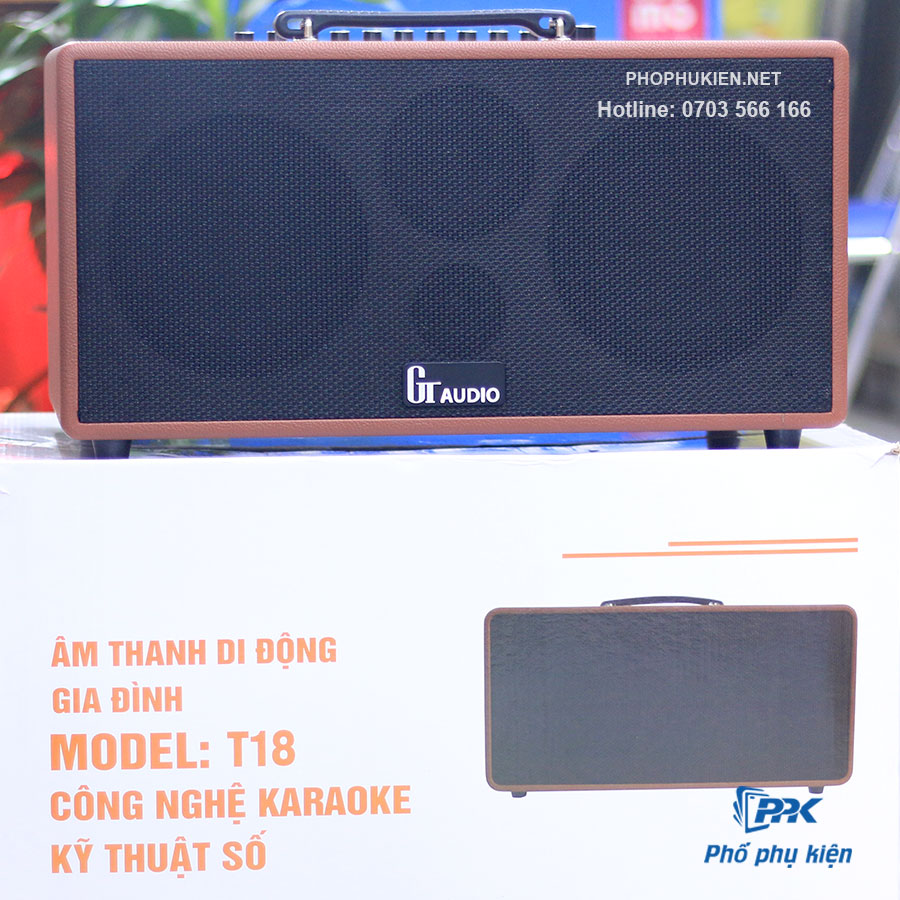 Loa Karaoke Xách Tay Du Lịch T18 Cao Cấp Hệ Thống 4 loa 3 Đường Tiếng Gồm 2 Loa Bass Loa Trung và 1 Treble Kèm 2 Micro