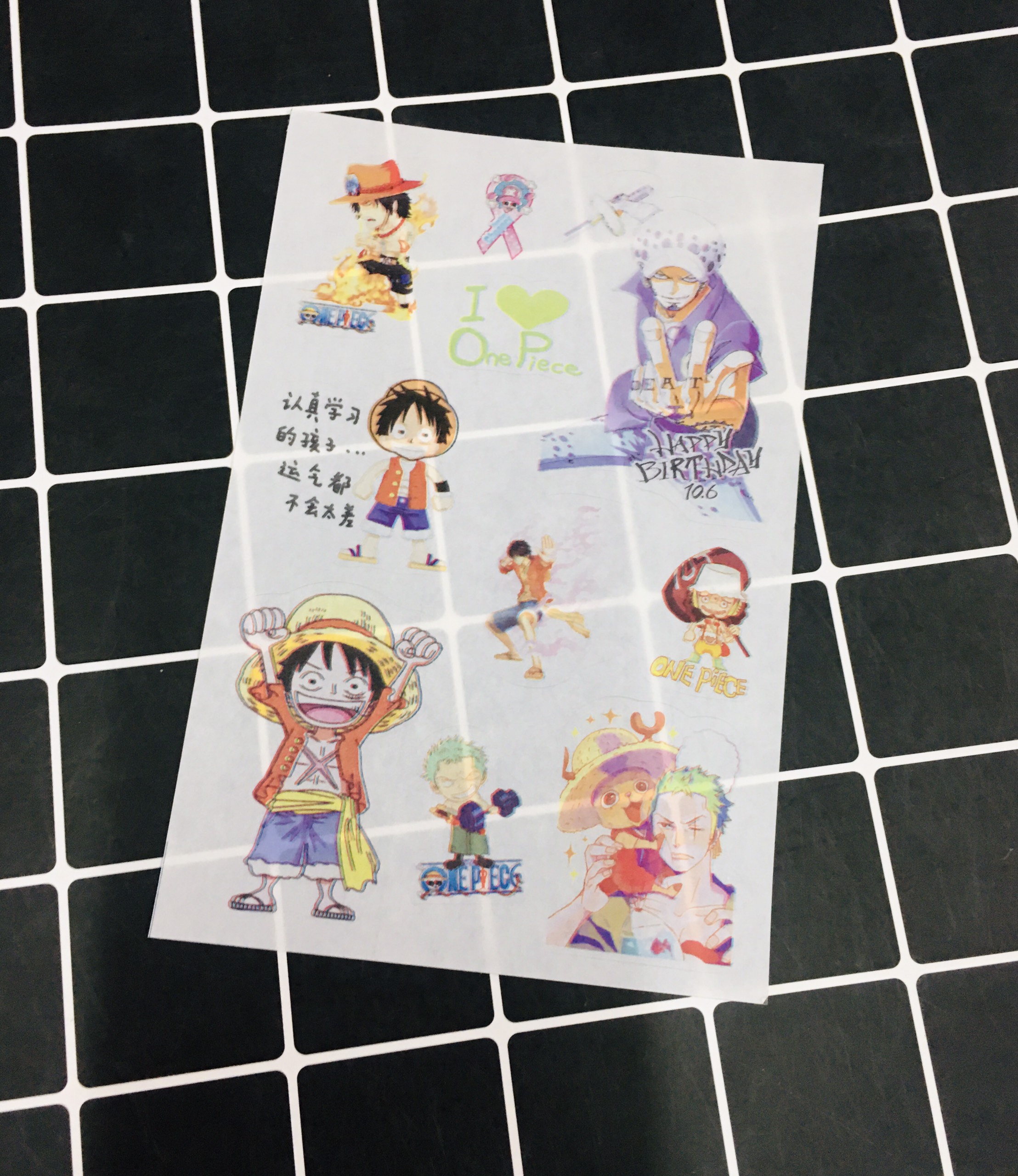 Hình Dán One Piece sticker set 6 bảng ( khoảng 60 miếng ảnh )