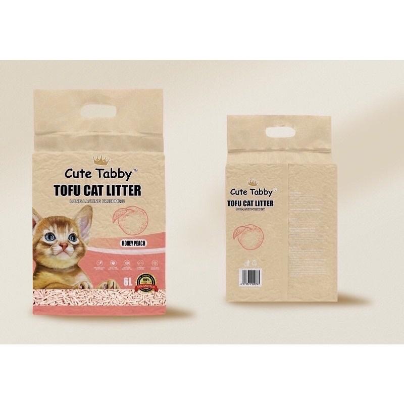 Cát đậu nành cute tabby 6L , TOFU CATLITTER bao hút chân không