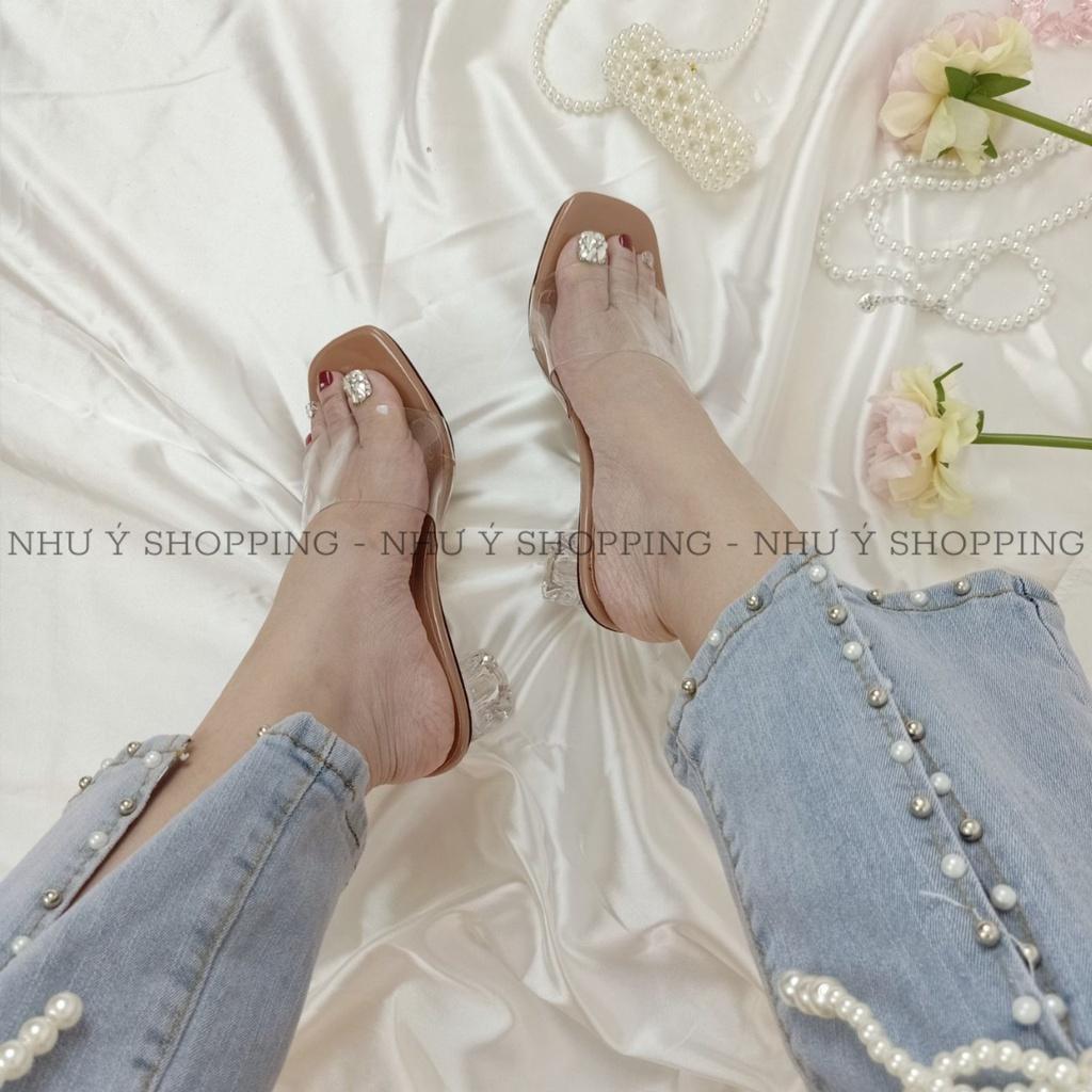 Guốc Cao Gót Đế Vuông Quai Trong 5P