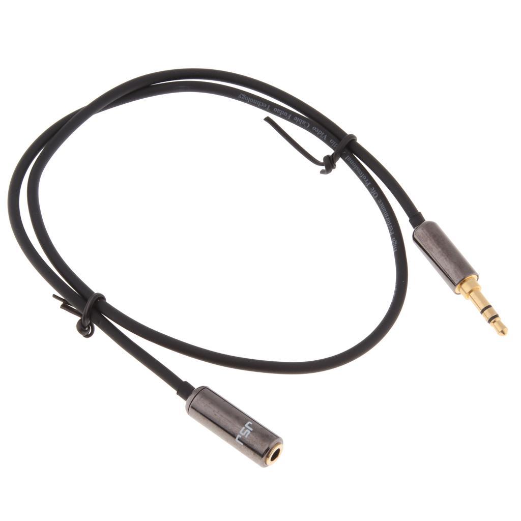 3.5mm Male to Female Auxiliary Stereo Audio Headphone Jack AUX Cable 0.5m