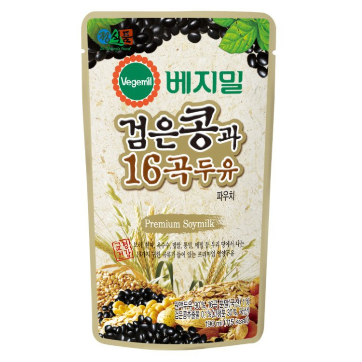 [Date T6/2025] Khay 15 Túi Sữa Đậu Nành Vegemil 190ml Đậu Đen - 16 Loại Ngũ Cốc  (Premium Soymilk)