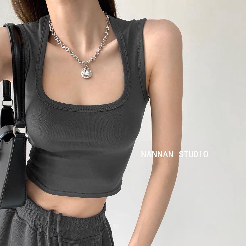 M18. Áo croptop 2 dây kiểu nữ sẵn đệm ngực cổ vuông cá tính, áo nữ kiểu đẹp sang chảnh