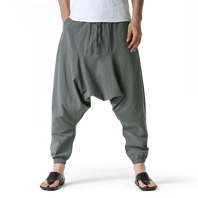 Quần Jogger Nam Đáy Thụng Chất Liệu Thô Đũi Màu Trơn