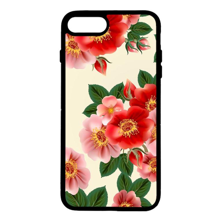 Ốp lưng dành cho Iphone 8 Plus Hoa Đỏ Nền Trắng 2 - Hàng Chính Hãng