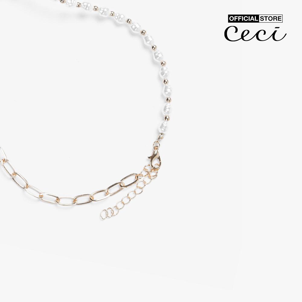 CECI - Dây chuyền nữ dạng chuỗi xích phối chuỗi ngọc độc đáo CC4-01000304-27