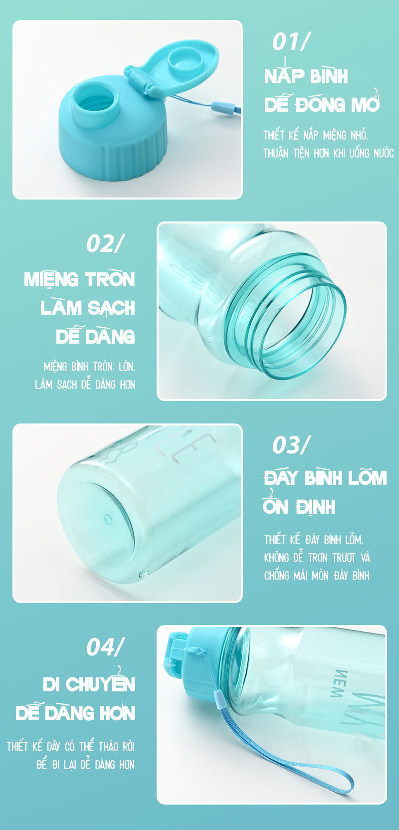 Bình Nước Thể Thao 550ml - Bình nước chạy bộ, đá bóng, tập gym