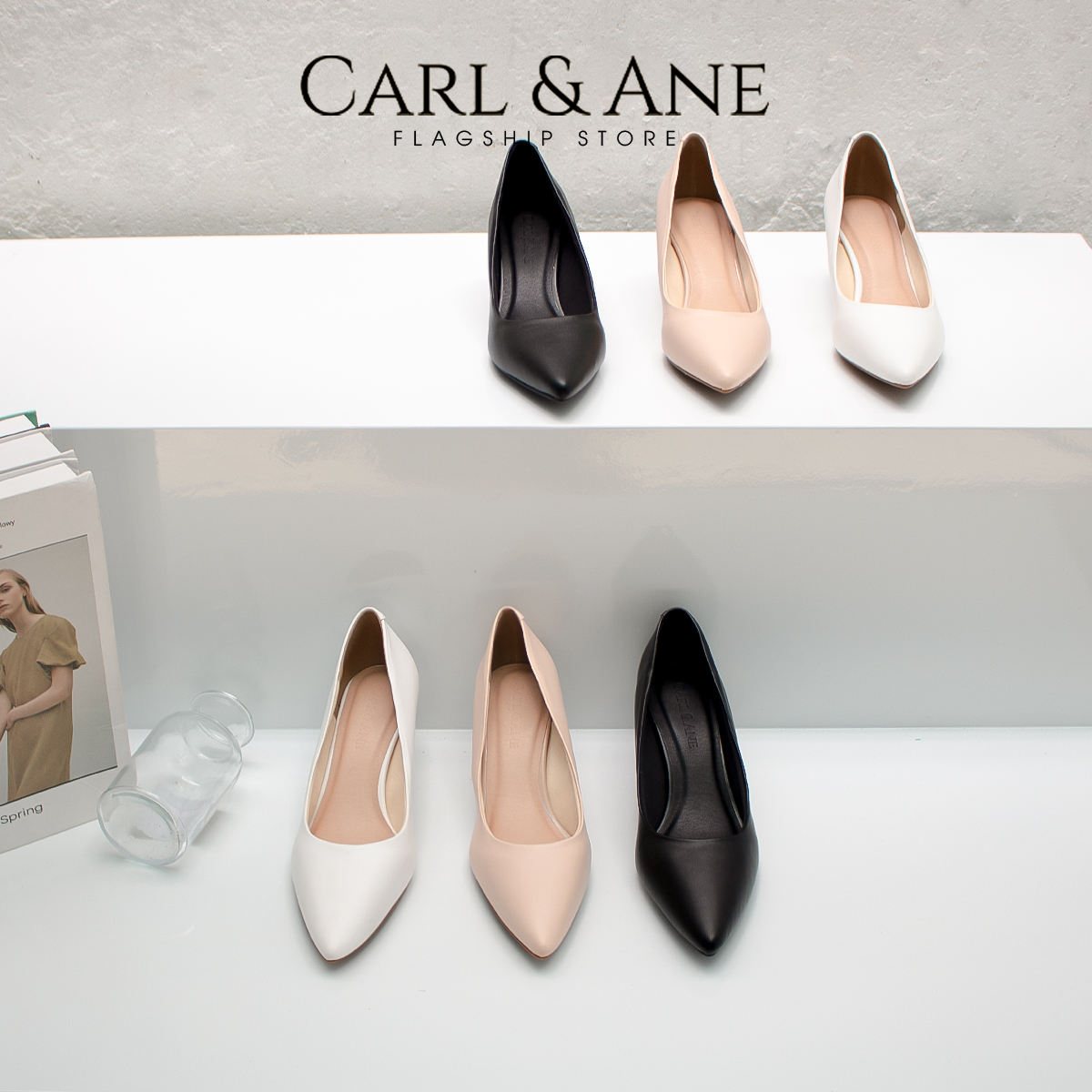 Erosska - Giày cao gót dáng công sở gót nhọn cao 6cm CP010