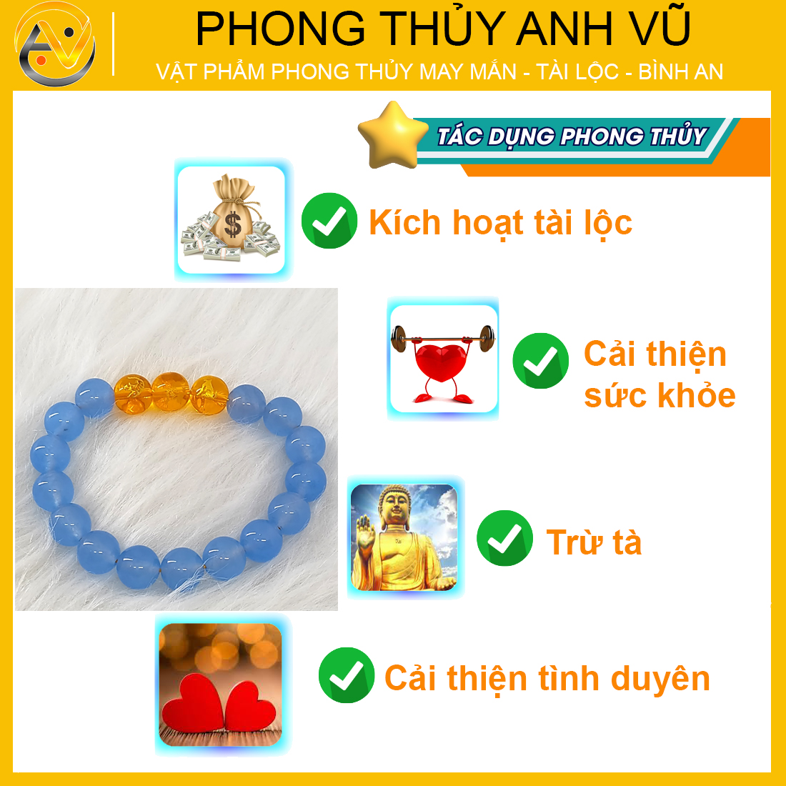 Vòng mã não xanh tự nhiên tam hợp dần ngọ tuất - size 8 10ly cho nữ mệnh thủy, mệnh mộc - có khai quang điểm nhãn may mắn tài lộc - PHONG THỦY ANH VŨ