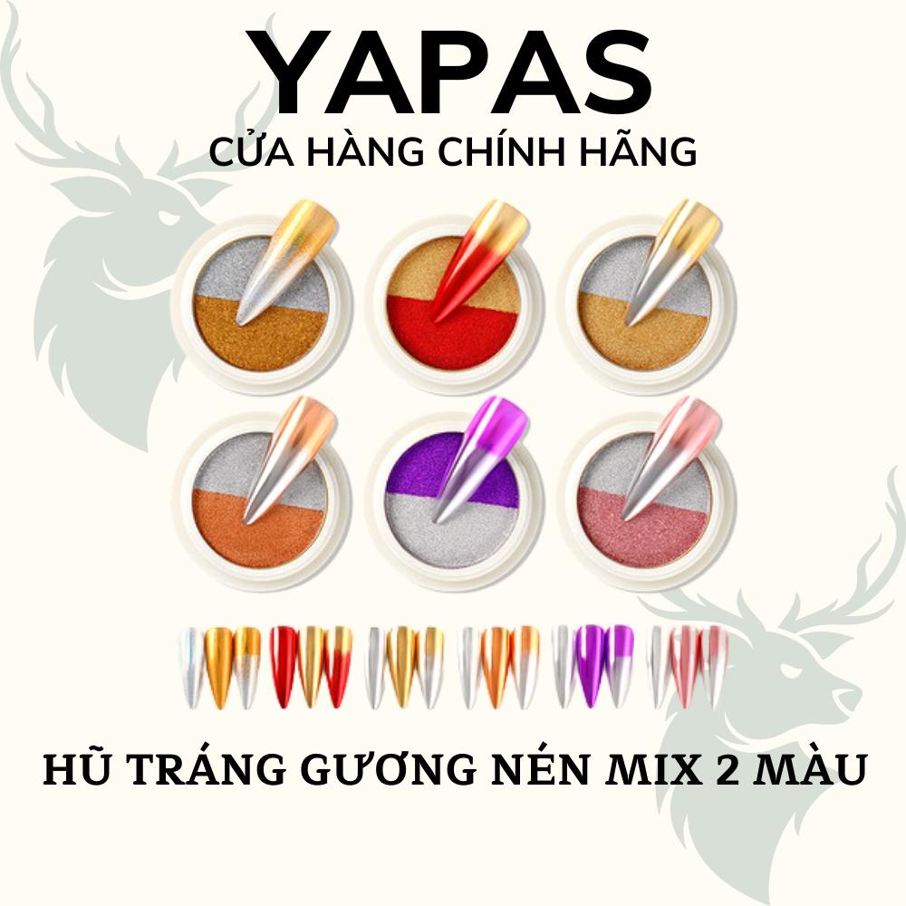 Tráng gương nén nail hũ mix 2 màu , bột tráng gương màu vàng bạc trang trí móng tay chuyên dụng