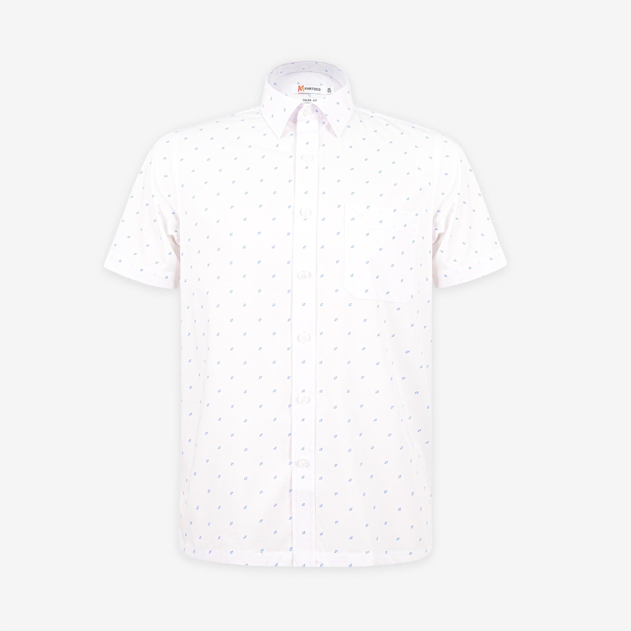 Áo sơ mi nam KHATOCO Tailor Fit ngắn tay A1MN498T2-CNIN856-2711-N