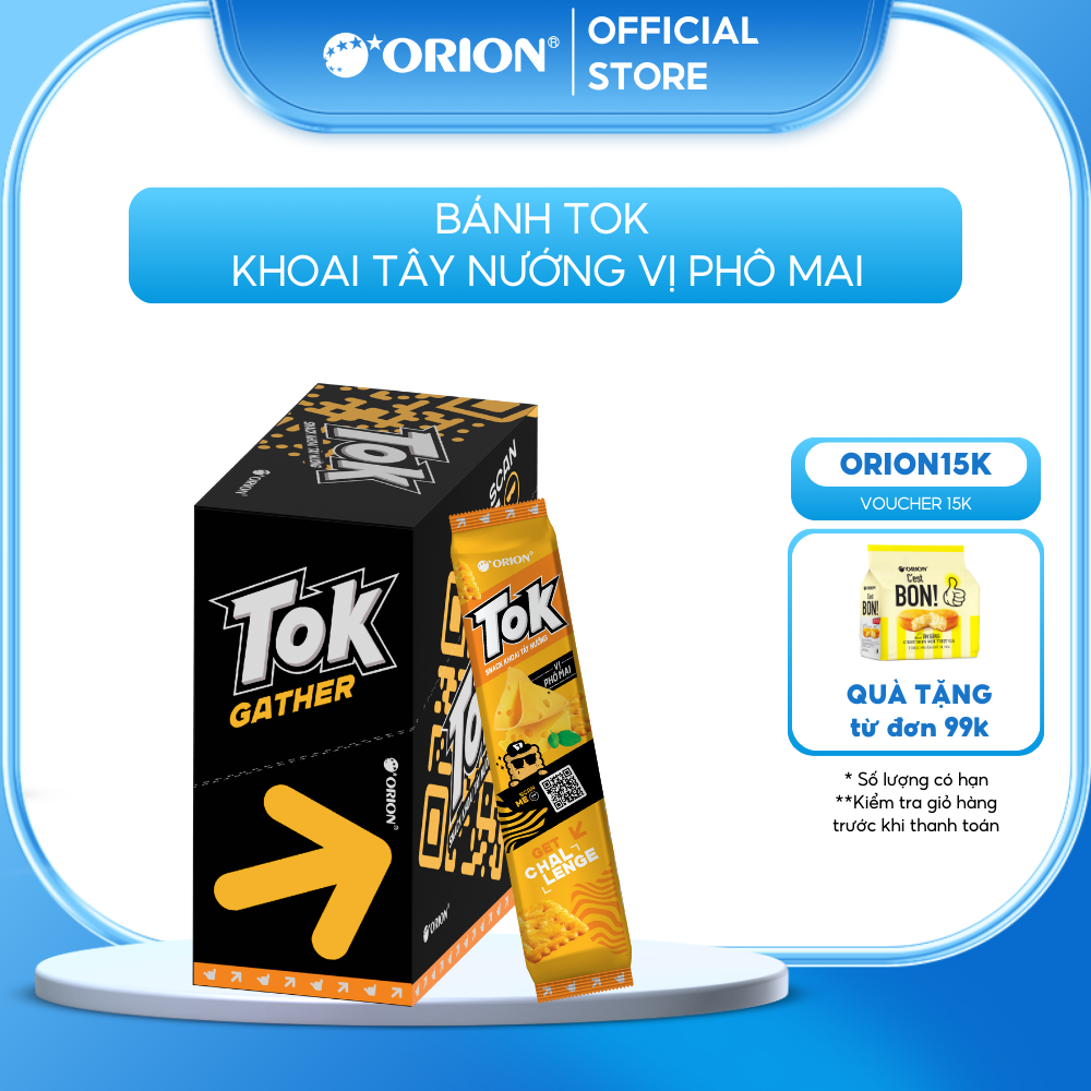 Hộp 10 gói Bánh Khoai Tây Nướng TOK Orion vị PHÔ MAI 365g 36.5g x 10 góihộp