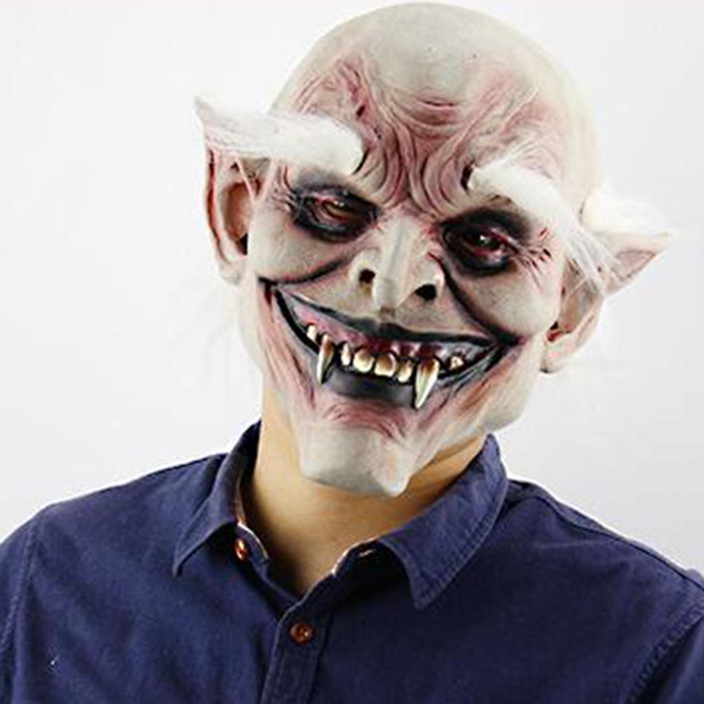 Halloween Costume Mask Full Head White Hai