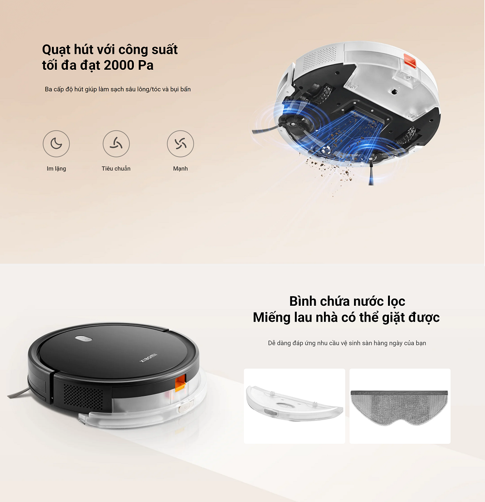 Robot hút bụi lau nhà Xiaomi Robot Vacuum E5 - Hàng chính hãng
