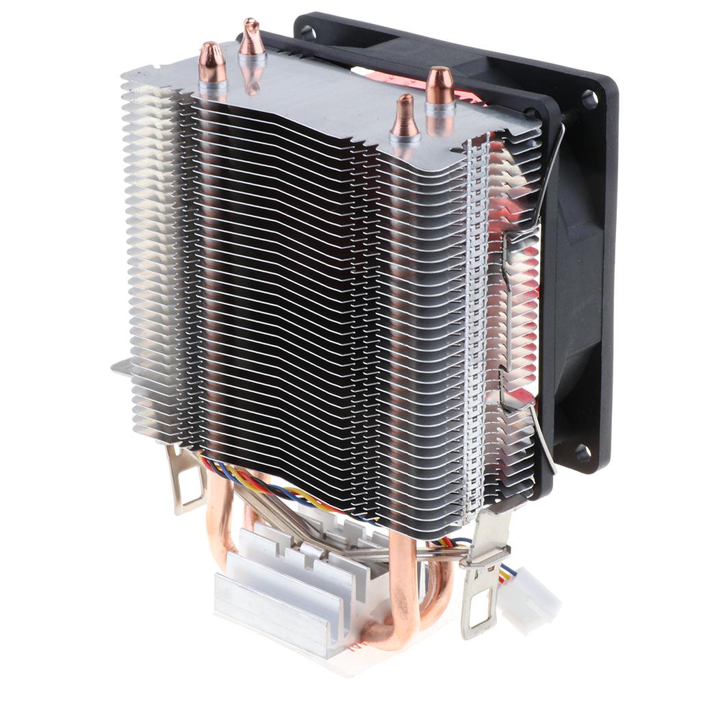 DC 12V Dual-Heatpipes Quiet CPU Cooling Fan 4 Pin Connector Cable Wire, with 12 LED Lights Desktop CPU Cooler