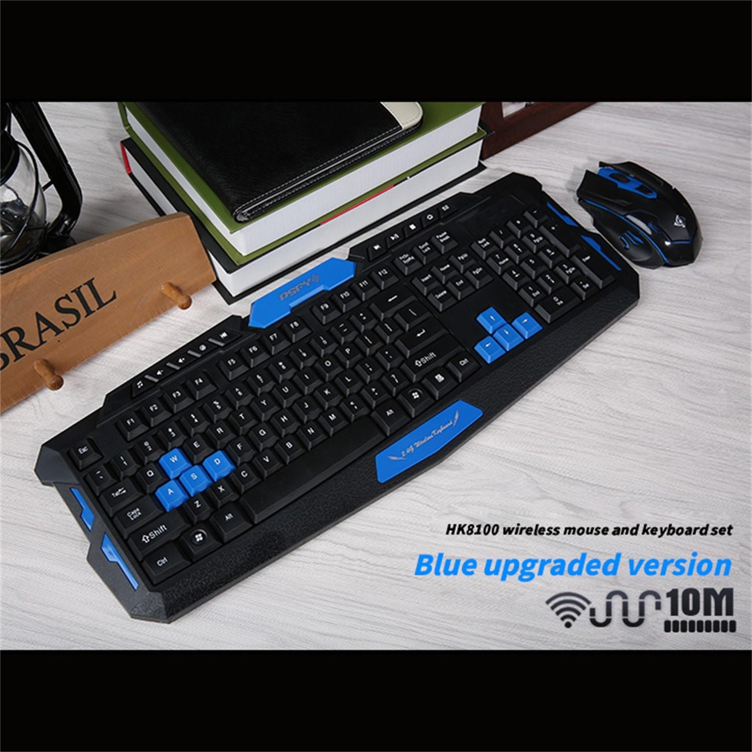 HK8100 Bộ Bàn Phím Chuột Không Dây 1200 DPI Giao Diện USB Bàn Phím Chơi Game Chuột Cho Máy Tính Máy Tính Cơ Khí Chuột Dành Cho Văn Phòng