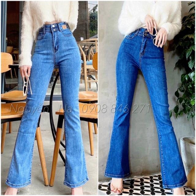 QUẦN JEANS LOE DÁNG DÀI LƯNG CAO 2 NÚT- ảnh thật shop chụp