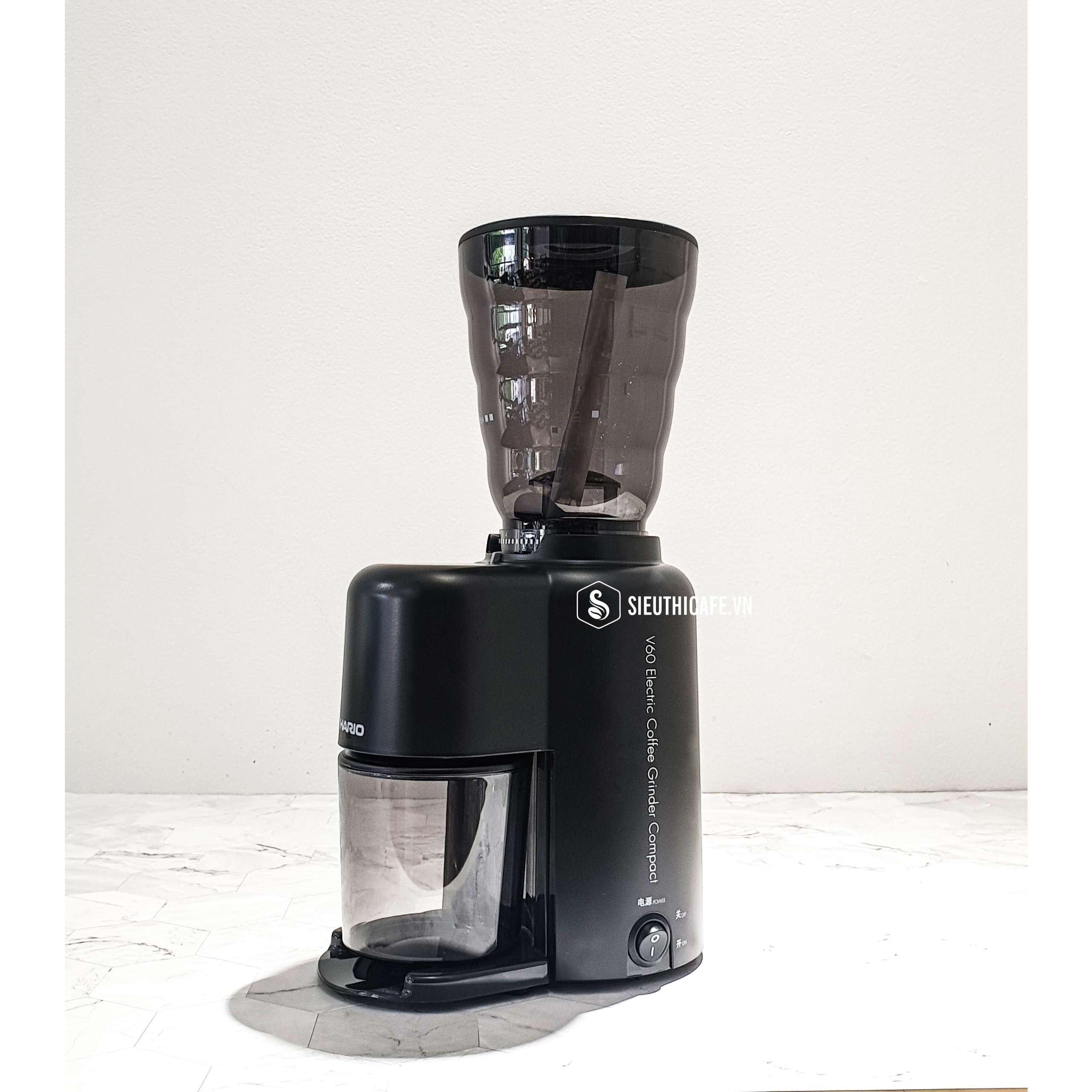 MÁY XAY CÀ PHÊ HARIO ELECTRIC GRINDER V60 COMPACT EVC-8C BLACK - Nhập khẩu chính hãng